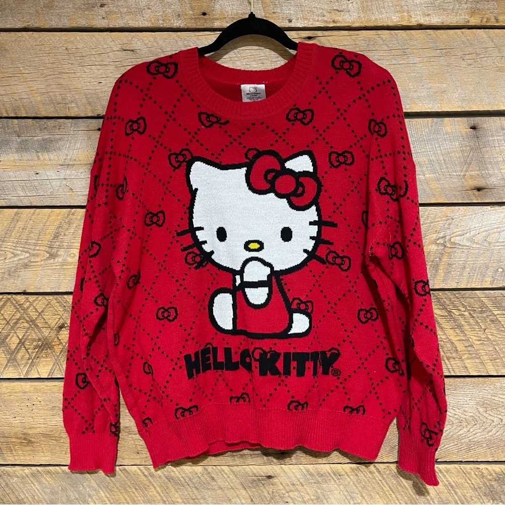 Sanrio Hello Kitty Red Crewneck Pullover Sweater Unisex Kidcore Bow 2X XXL